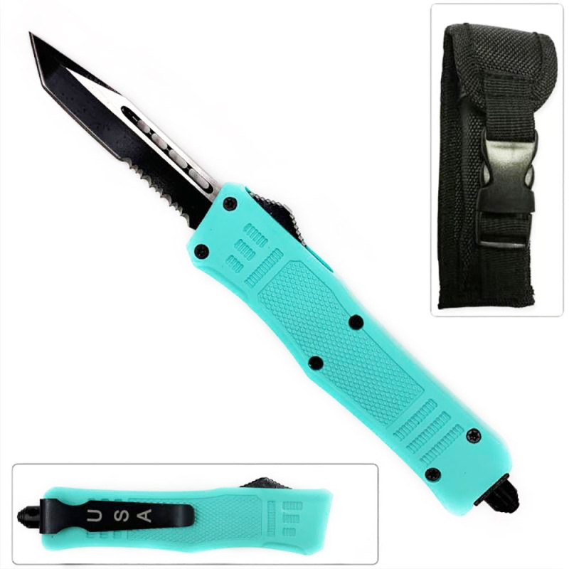Tiffany Teal Blue Legacy Edge Otf Knife Tanto Blade