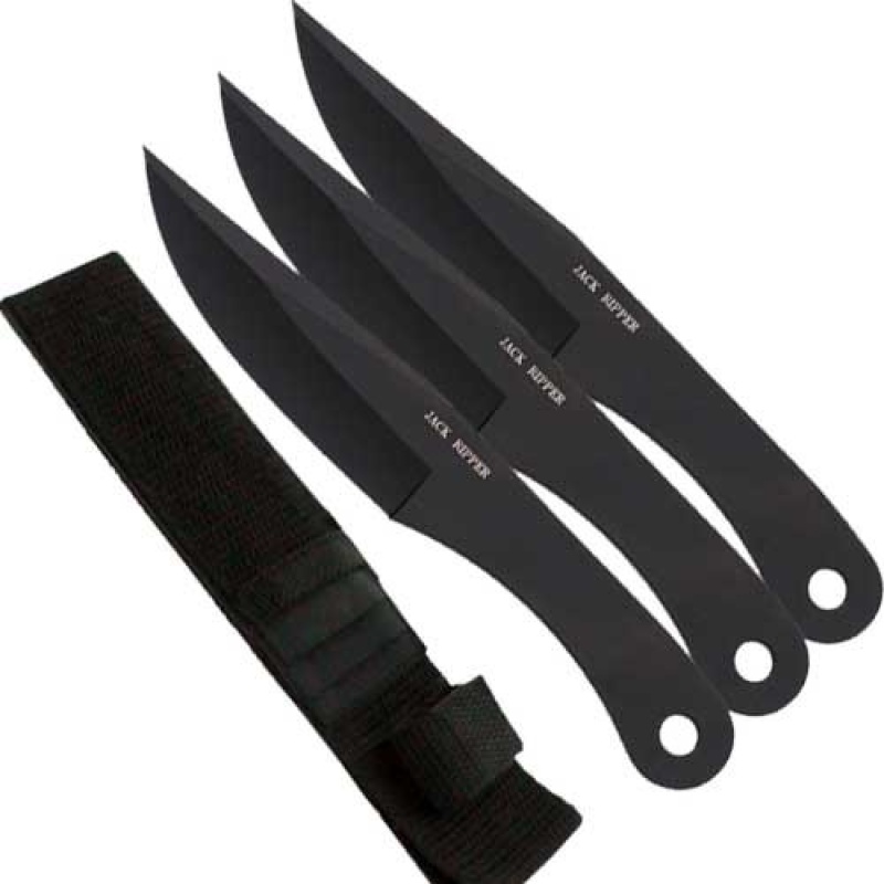 8.5" Overall Jack Ripper Throwing Knives 3Pcs Set. (Black)