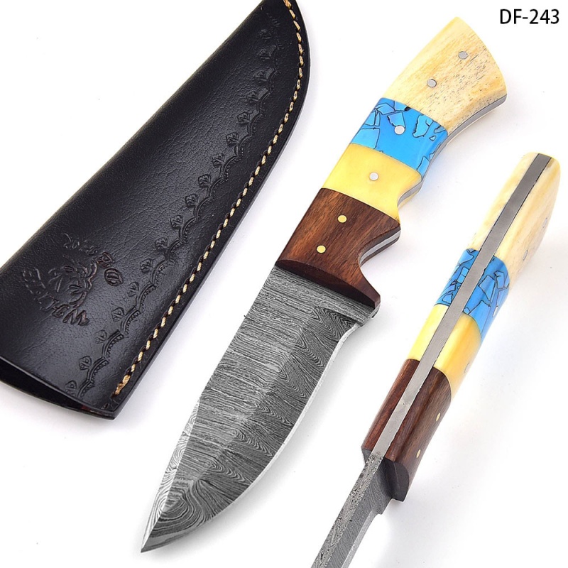 White Deer Damascus Steel Hunter Collection Drop Point Blade Forge Blade