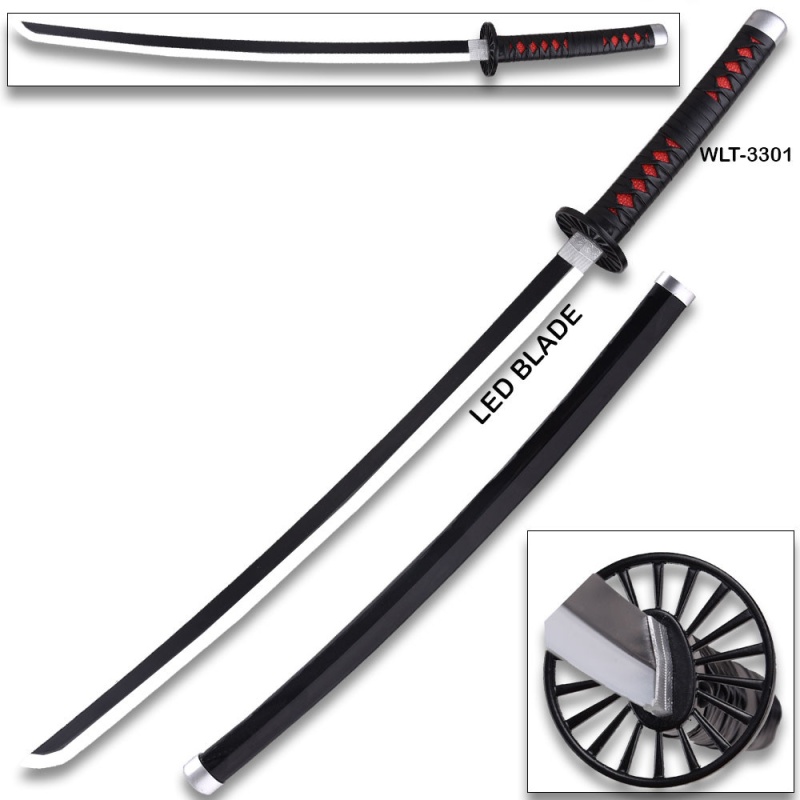 Demon Slayer - Wood Tanjiro Kamado Black Nichirin Sword Led Light-Up Wood Blade!