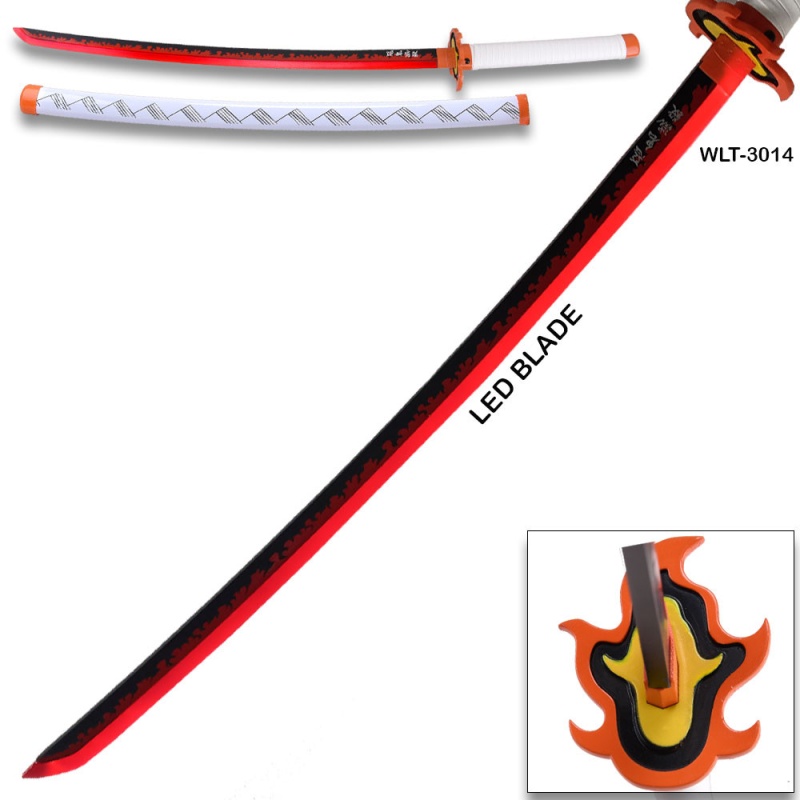 Demon Slayer - Kyojuro Rengoku Red Nichirin Sword Led Light-Up Wood Blade!