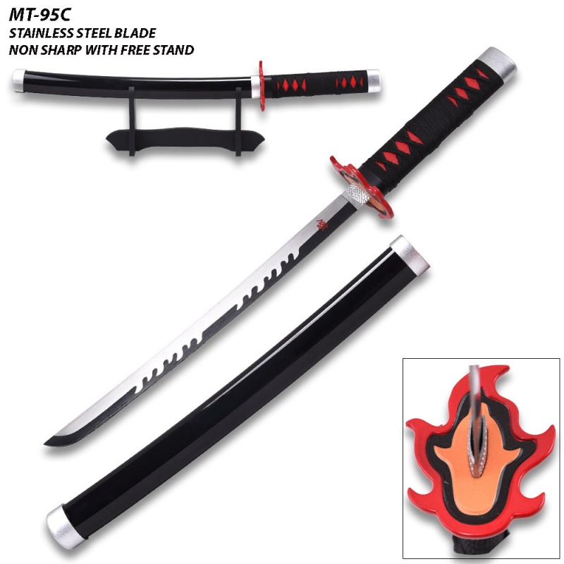 Demon Slayer - Tanjiro Kamado's Black Nichirin Katana Sword Metal 16.5 Inches Not Sharp
