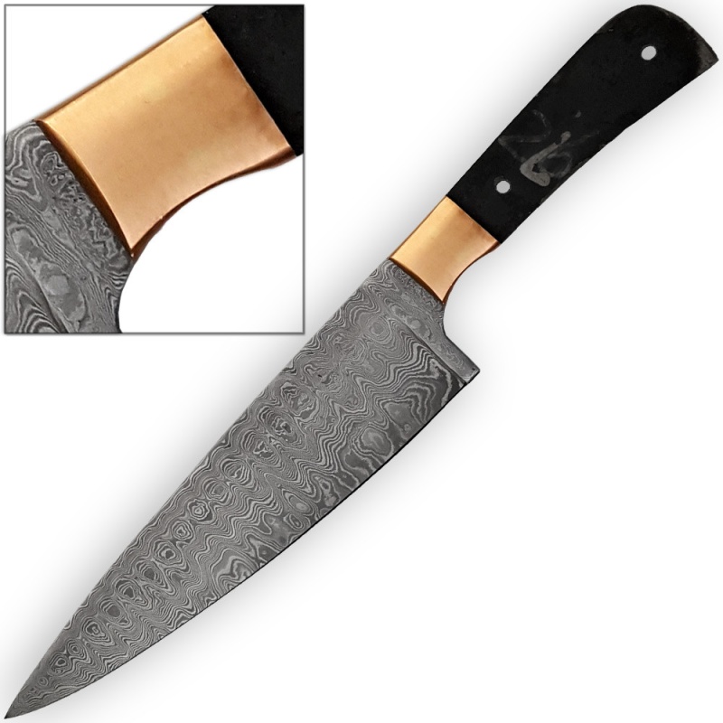 Build Your Own Damascus Steel Knife Blank Full Tang Copper Bolster 1095 Hc Chef