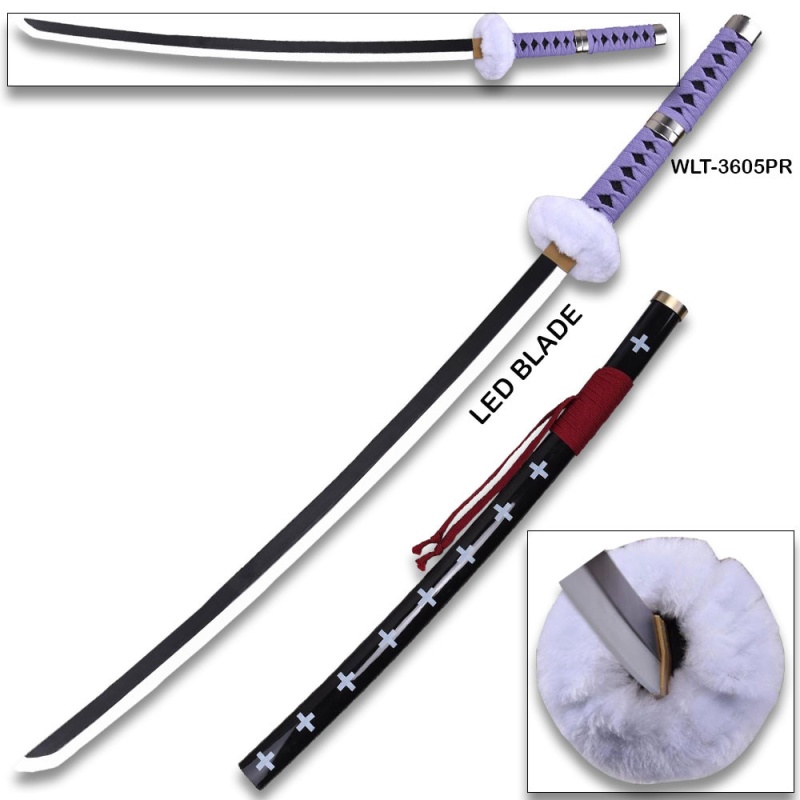 One Piece Anime Surgeon Of Death Doctor Trafalgar Law Purple Led Light-Up Wood Blade!
