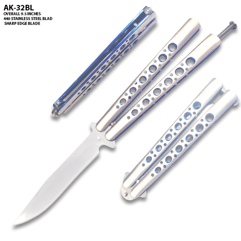 Drop Point Sharp Edge Butterfly Blue And Silver Blade Ltd. Edition