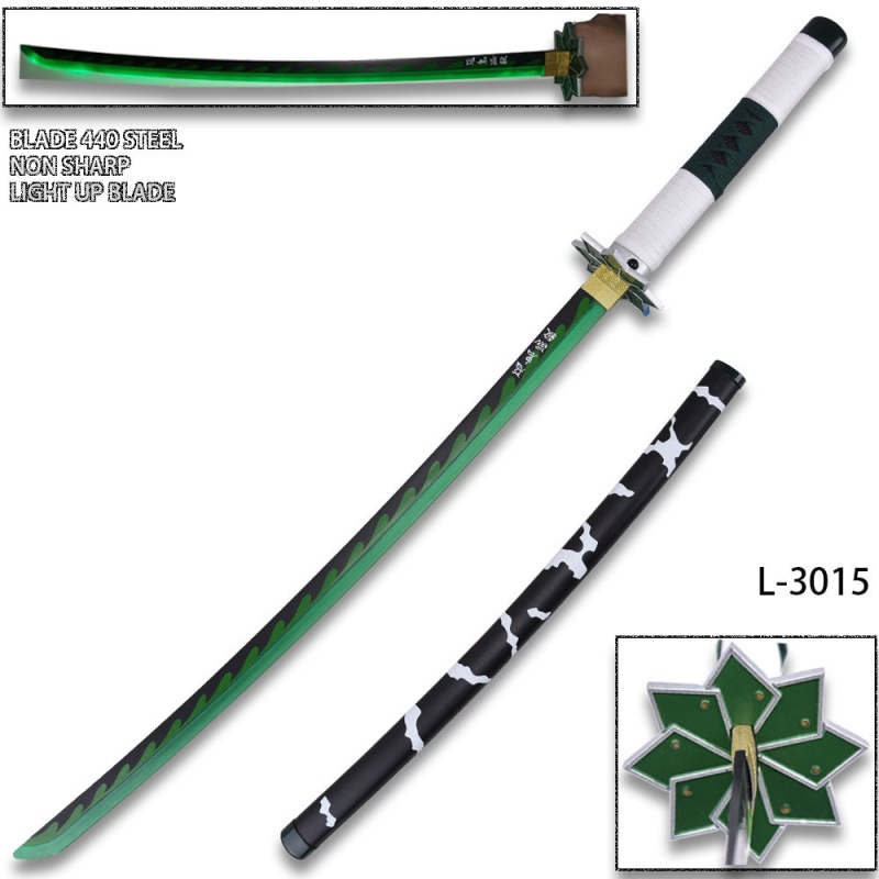 Demon Slayer -Sanemi Shinazugawa Green Nichirin Sword Led Light-Up Metal Sword