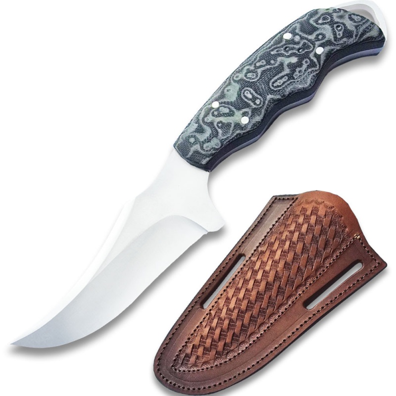 D-2 Steel Trailmaster Curved Skinner Knife With G-10 Handle