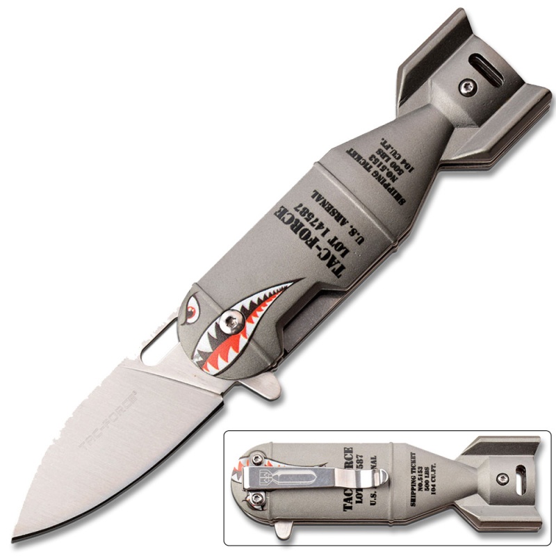 Spring Assisted Hand Bomb Style Knife Work Grey