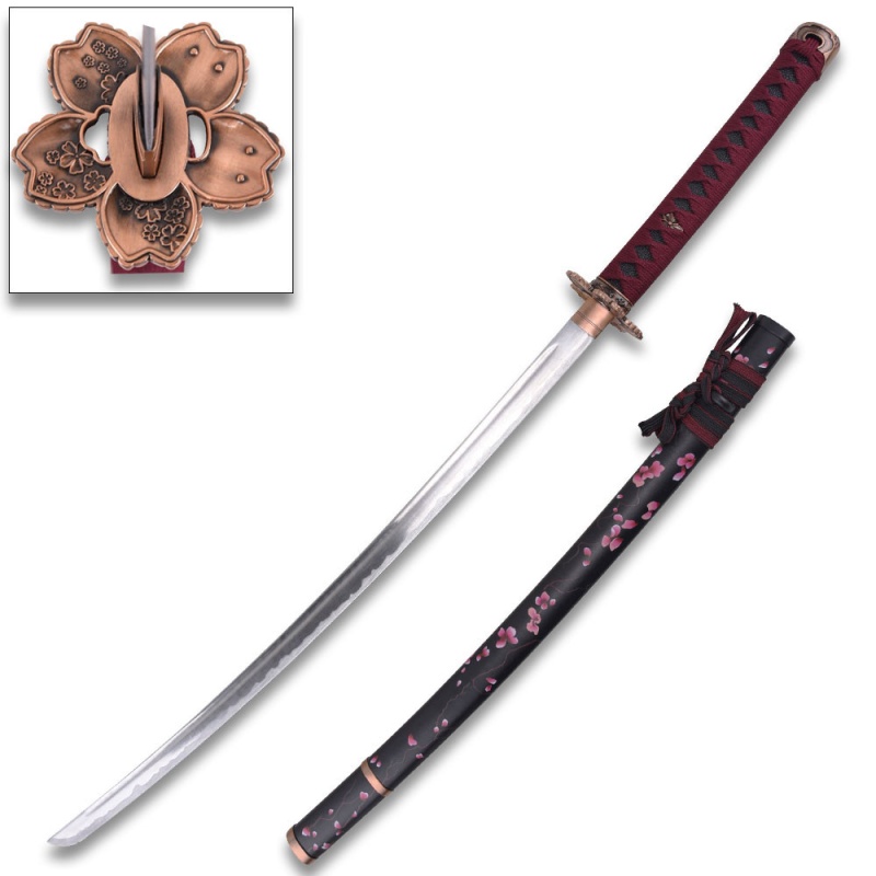 Ghost Of Tsushima Crimson Blossom Samurai Katana With Scabbard