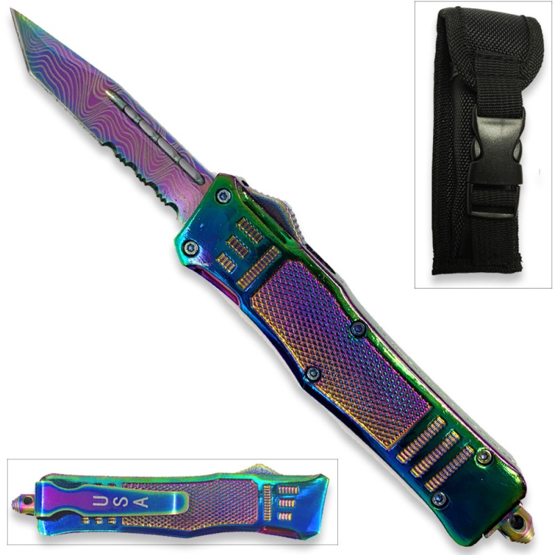 Titanium Edition Legacy Edge Otf Knife Tanto Point Half Serrated