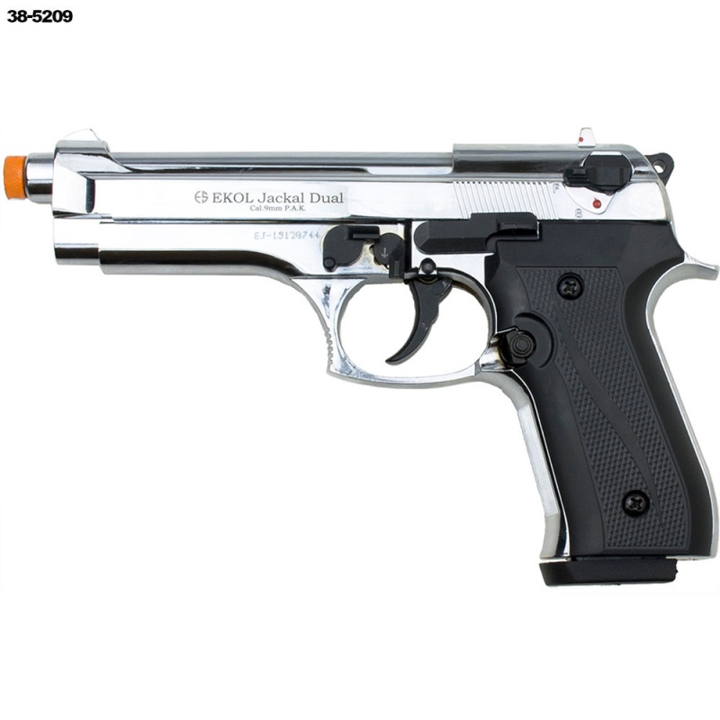 Jackal Full Automatic Firing Blank Gun High Polish Nickel Finish
