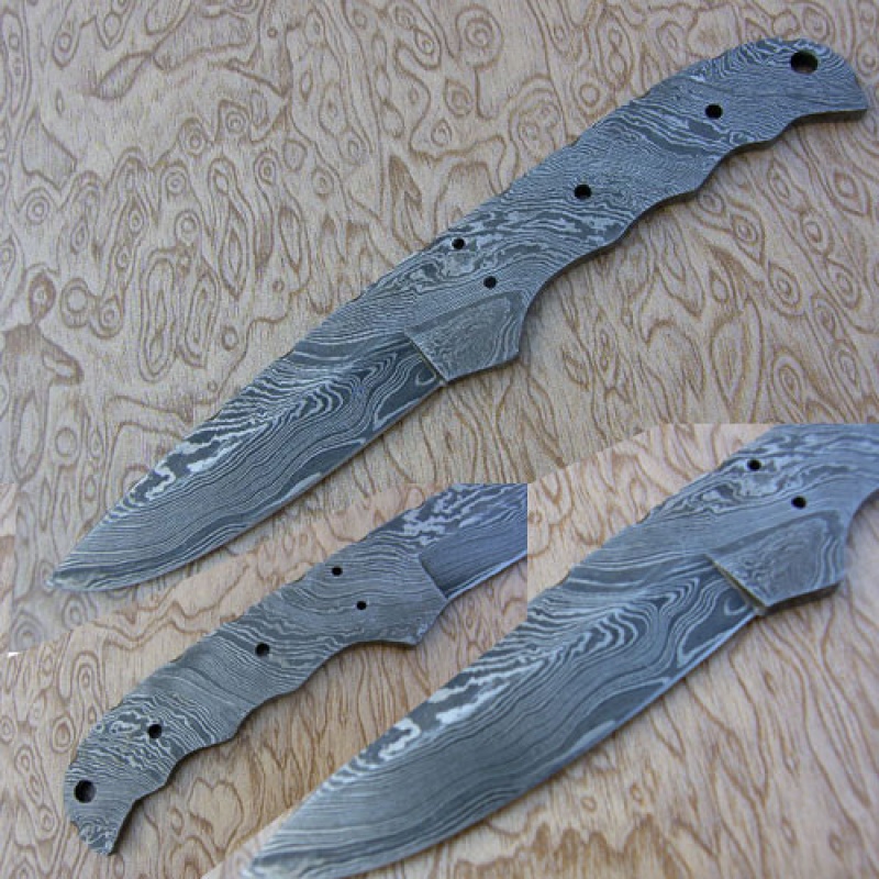Custom Full Damascus Steel Knife Slim Hero (Blank Blade) 9In 1095 Steel