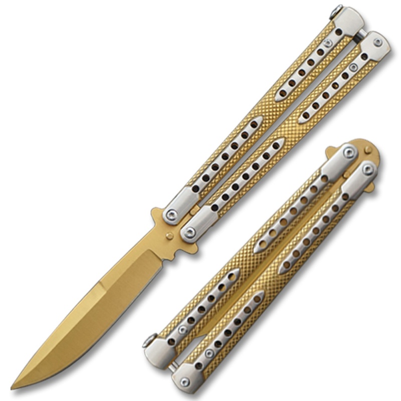 Swift Gold Balisong Two-Tone Titanium Coated Butterly Knife