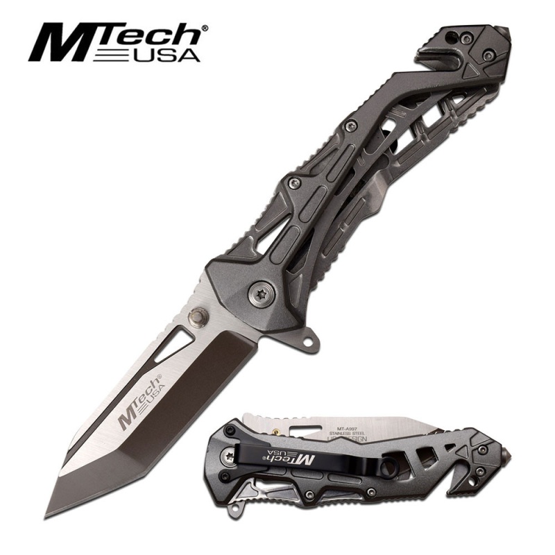 Mtech Tanto A/O Grey Sporting Knife | Emergency Belt Cutter & Glass Breaker