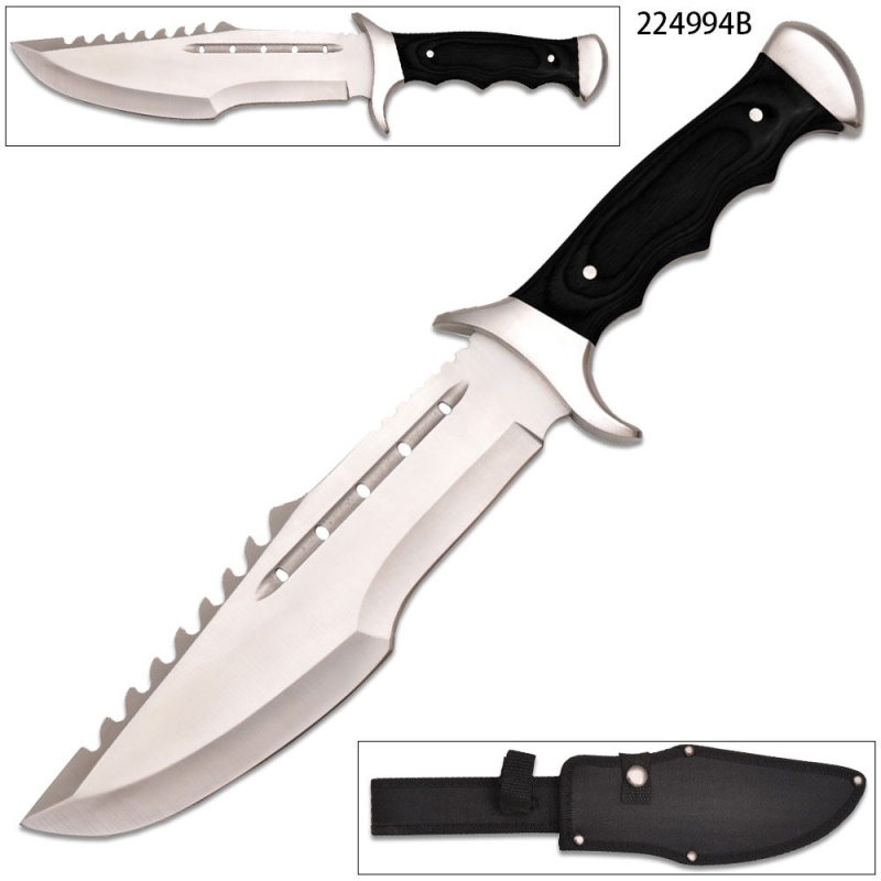 Texas Spiked Bowie Full Tang 15In W/ Sheath & Hardwood Handle