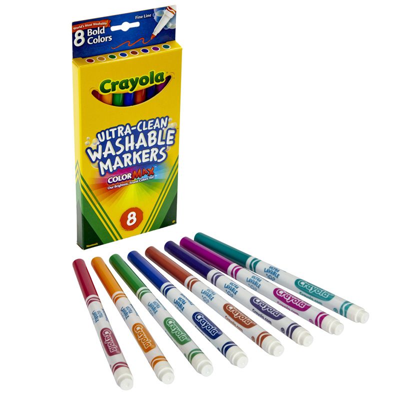 Washable Markers 8Ct Bold Colors Fine Tip
