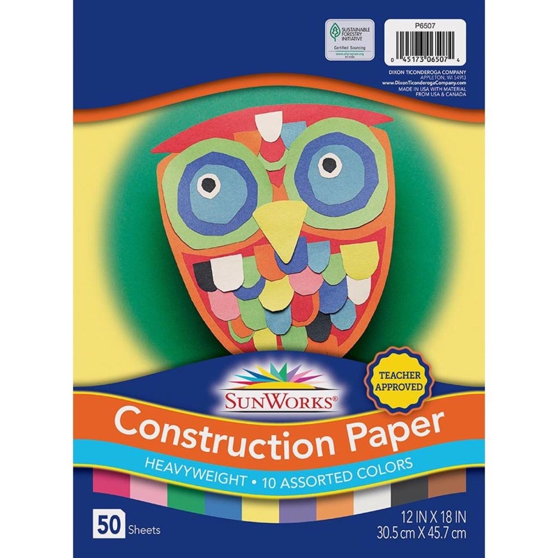 Construction Paper Asst 50Pk 12X18 10 Colors