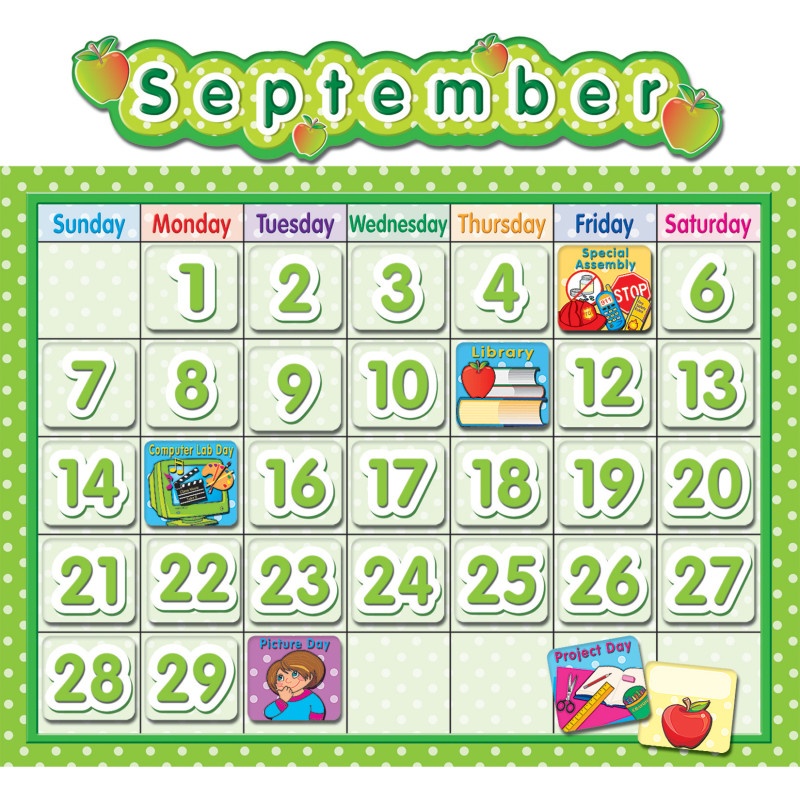 Polka Dot School Calendar Bb Set