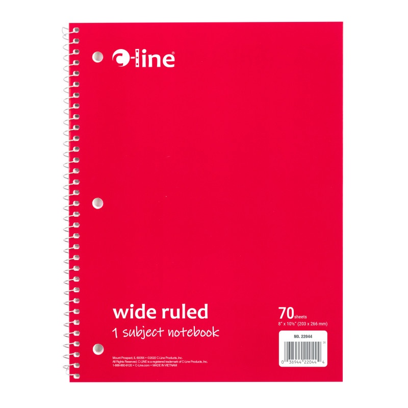 C Line Red 1 Sub Wide Ruled Notebk 70 Page