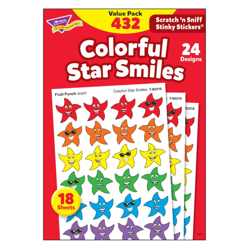 Stinky Stickers Smiley Stars 432/Pk Variety Acid-Free Pk