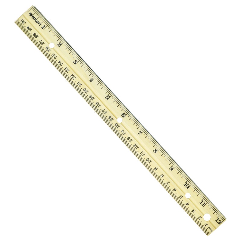 Wood Yardstick W/Metal Ends With Hole For Hanging