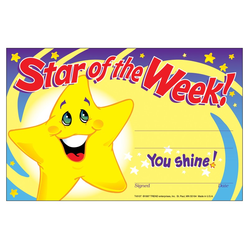 Awards Star Of The Week 30/Pk 5X8