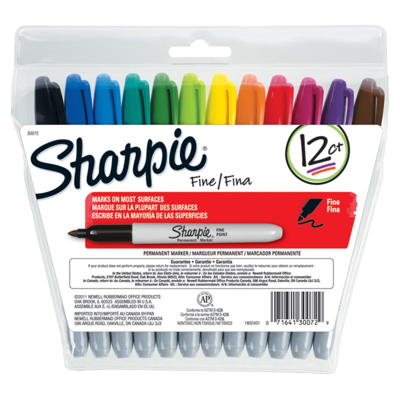 Sanford Sharpie Fine 12-Color Set Markers Felt Point