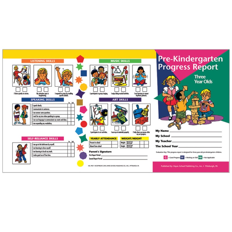 Pre Kindergarten Progress Report 10 Pk For 3 Year Olds
