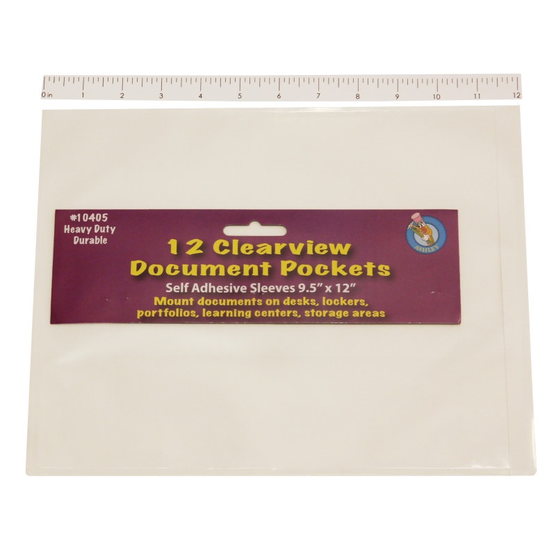 Clear View Self-Adhesive 12/Pk Document Pocket 9.5X12