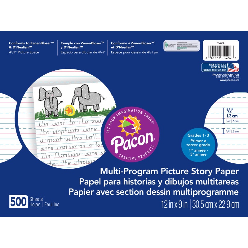 Picture Story Paper 500 Sht 12 X 9 1/2 In Long Rule