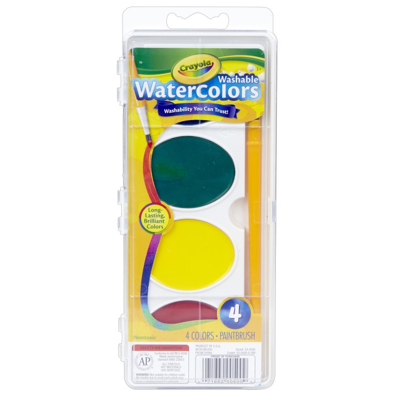 So Big Washable Watercolors 4 Color Oval Pans And Paint Brush