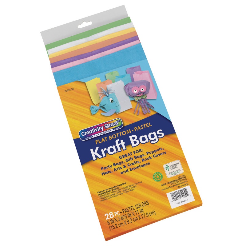Pastel Kraft Bag 28 Pack 6 X 3-5/8 X 11