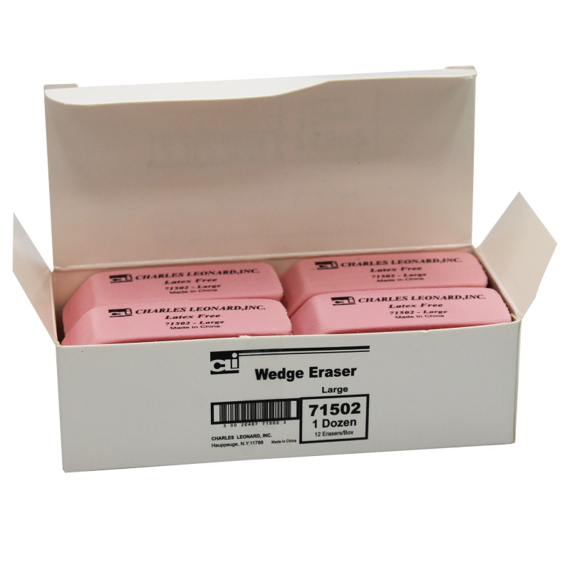 12/Bx Synthetic Pink Wedge Erasers Large