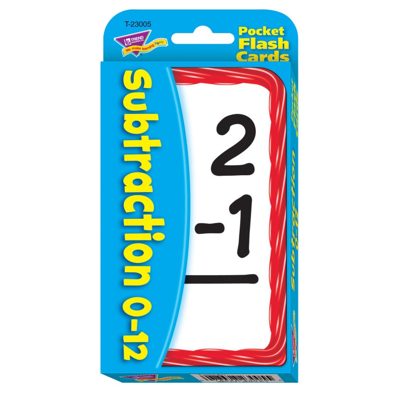 Pocket Flash Cards 56-Pk 3 X 5 Subtraction Two-Sided Cards