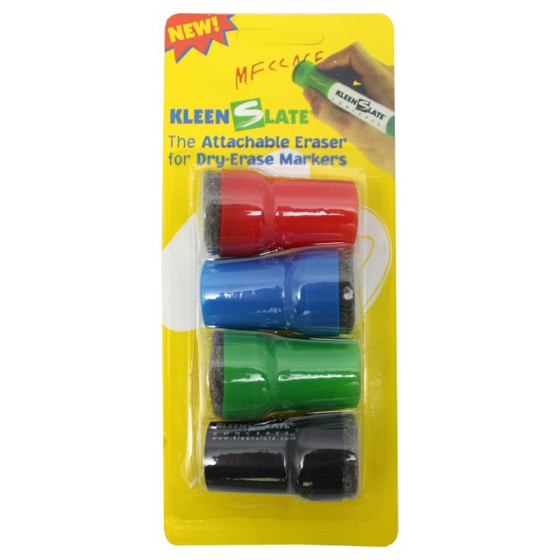 Attachable Erasers For Dry Erase Lrg Barrel Marker 4Pk Carded