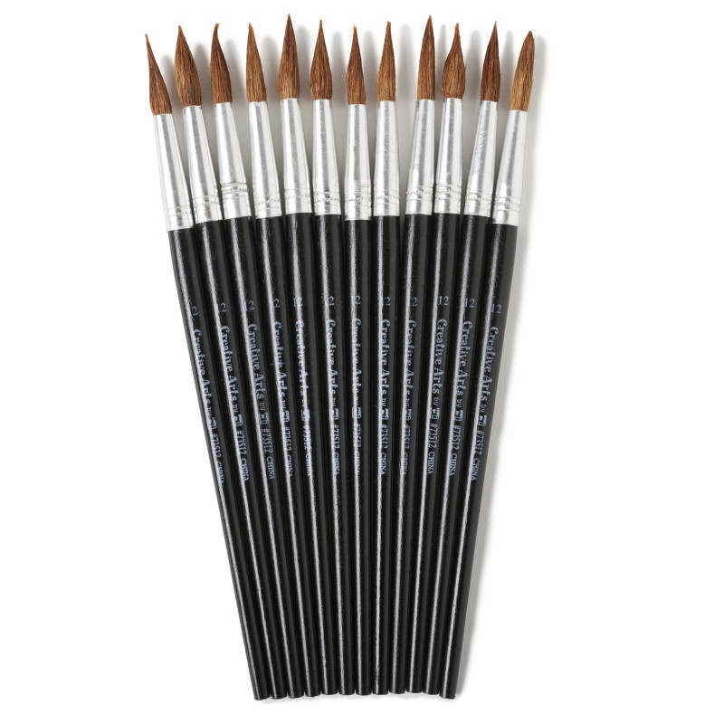 Brushes Water Color Pointed #12 1-1/16 Camel Hair 12 Ct