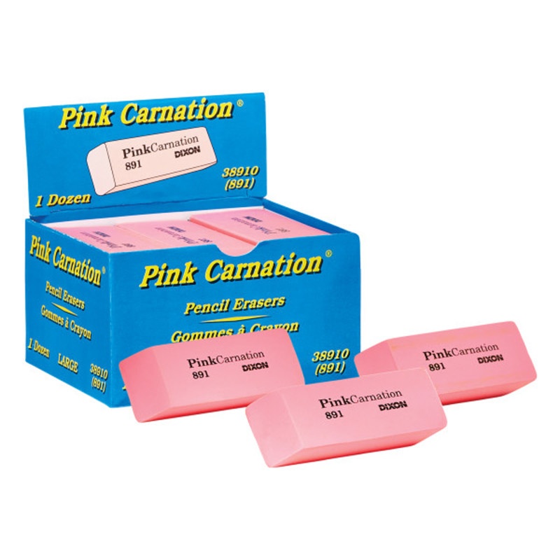Dixon Pink Carnation Erasers Large