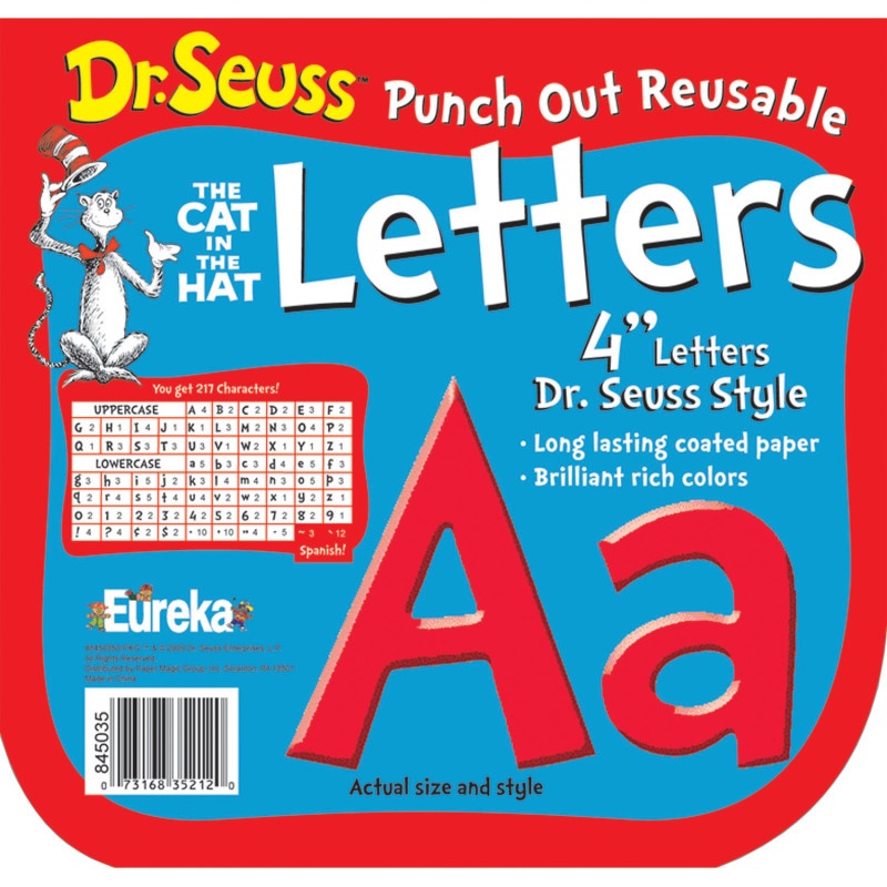 Dr Seuss Punch Out Reusable Red Letters 4In