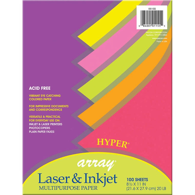 Array Multipurpose 100Sht Hyper Colors 20Lb Paper