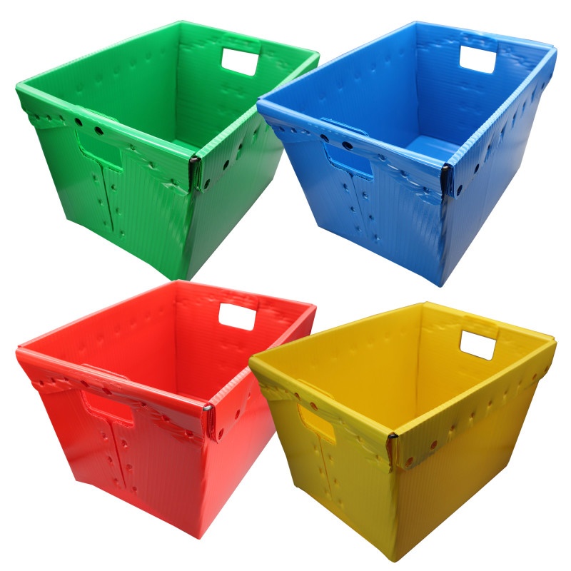 4/Pk Plastic Storage Postal Totes Assorted Colors