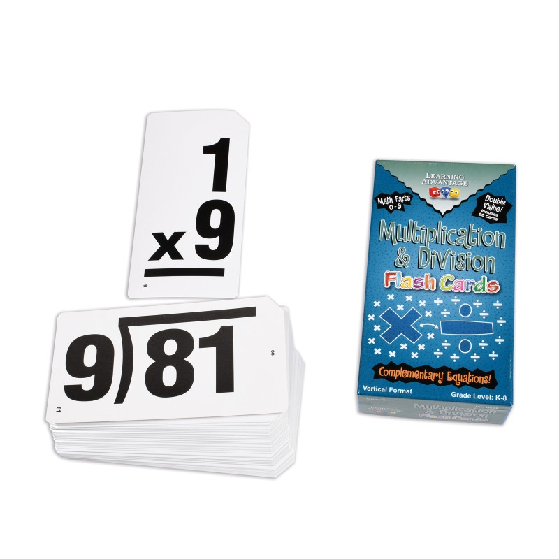 Double Value Vertical Flash Cards Multiplication Division