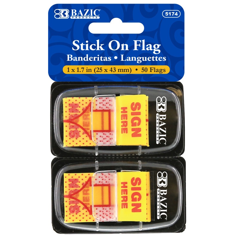1In Yellow Sign Here Flags 50Ct Stick On Flags