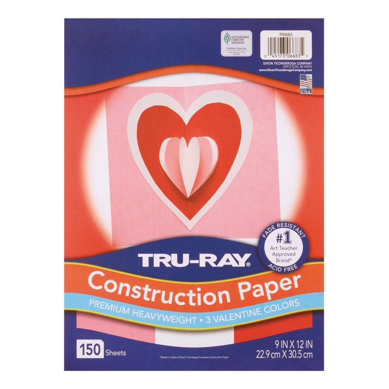 Valentine Construction Paper Asst 150 Sheets 9X12in
