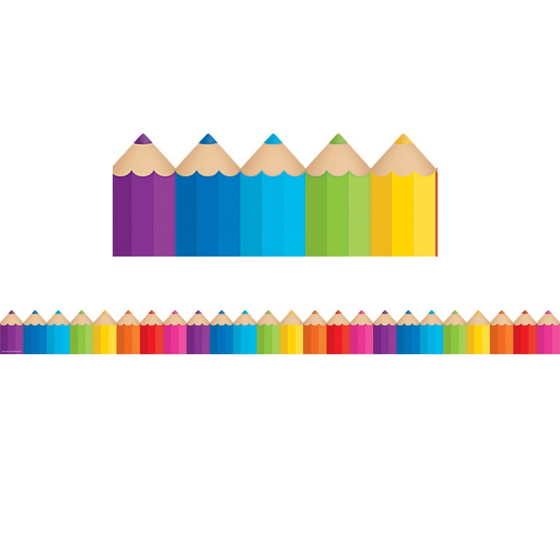 Colored Pencils Die Cut Border Trim