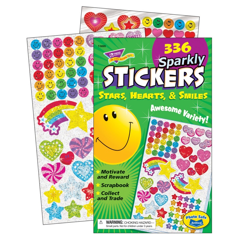 Sticker Pad Sparkly Stars Hearts & Smiles