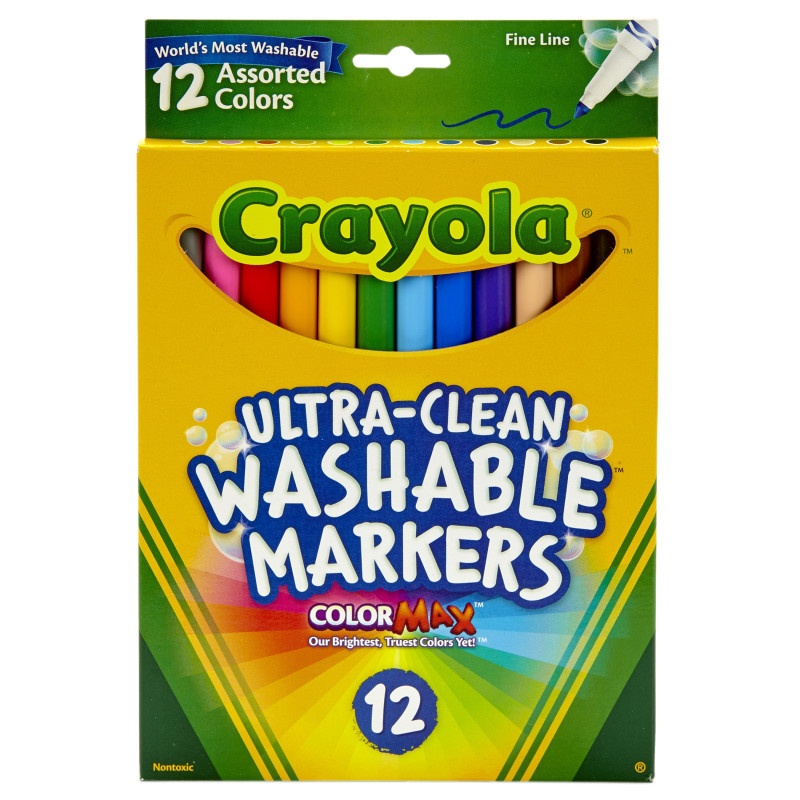 Crayola Washable Markers 12Ct Asst Colors Fine Tip