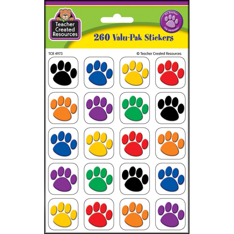 Colorful Paw Print Stickers Value Pack