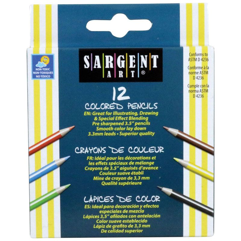 Sargent Art Half-Sized Colored Pencils 12 Color Set