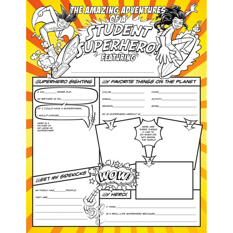 Student Superheroes Activity Poster Fill Me In