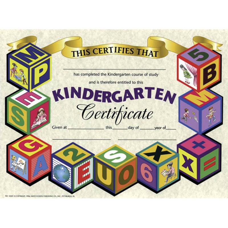 Certificates Kindergarten 30/Pk 8.5 X 11